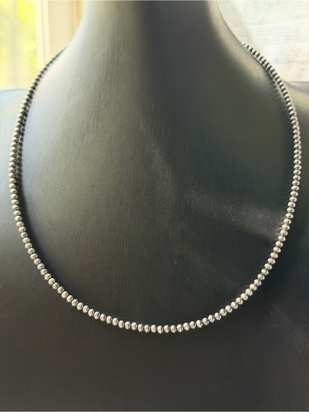Sterling Silver 3mm Beaded Necklace - Classic Silver Women's Jewelry